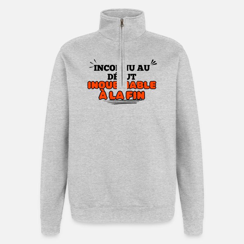 Design réconfortant avec message positif - Sweat à zip 1/4 - gris chiné