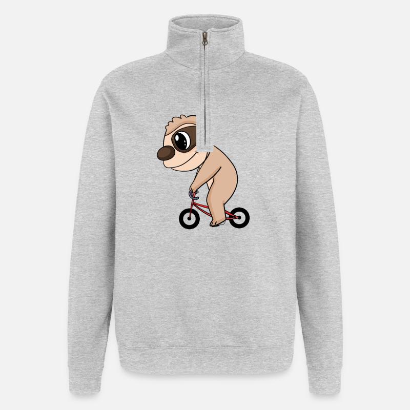 Sloth Bicycle - Quarter-Zip Sweatshirt - heather grey