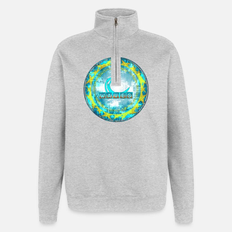 Abstract Waves Pattern - Quarter-Zip Sweatshirt - heather grey
