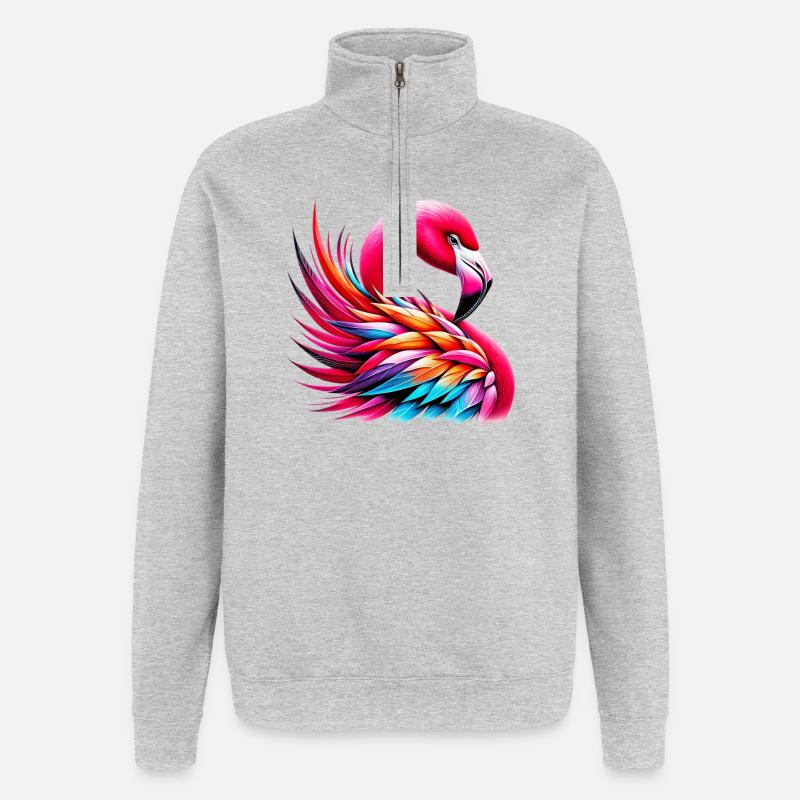 Flamant - Sweat à zip 1/4 - gris chiné