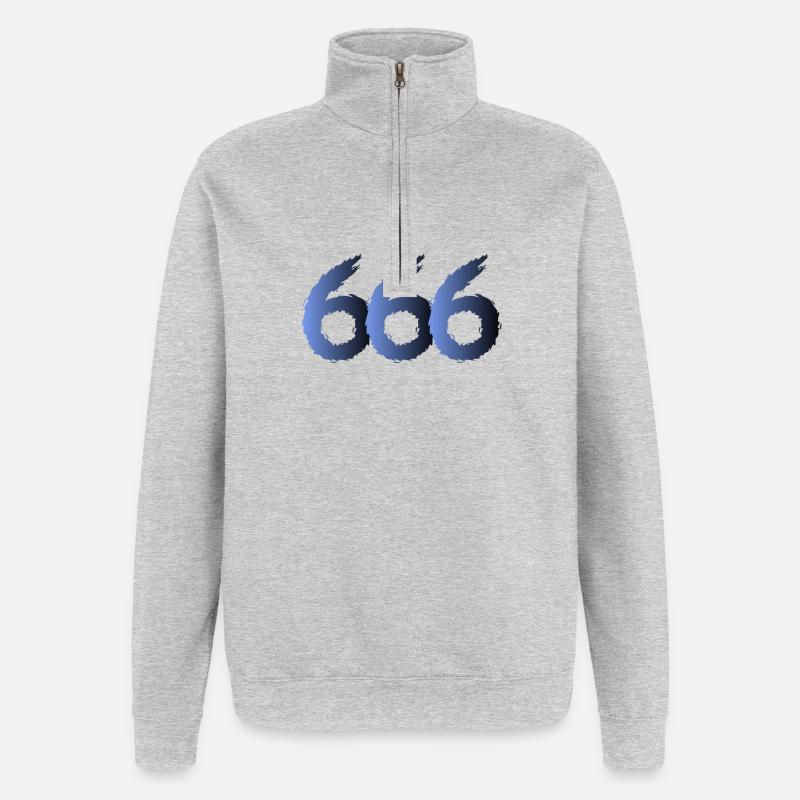 666 Satan Symbol - Devil - Evil - Quarter-Zip Sweatshirt - heather grey