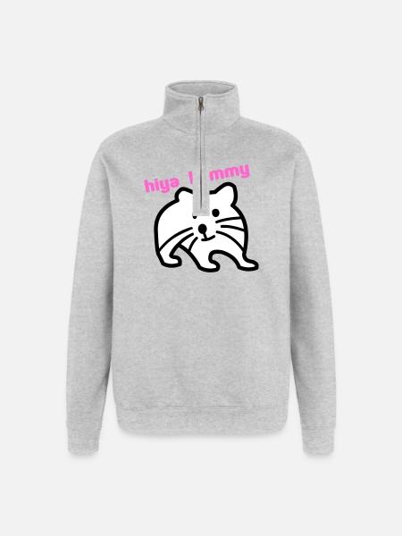 hiya hammy - Quarter-Zip Sweatshirt - heather grey