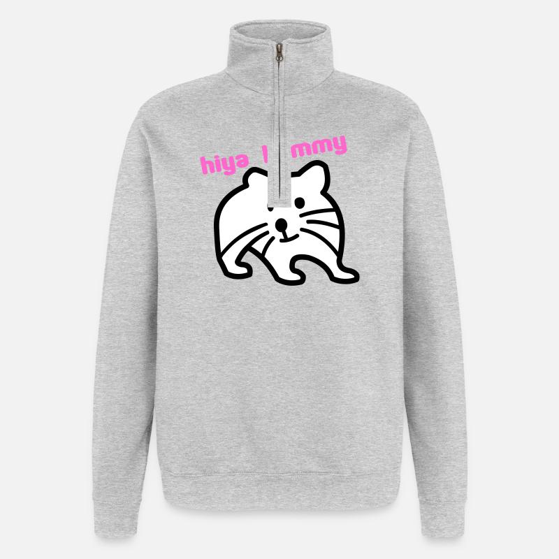 hiya hammy - Quarter-Zip Sweatshirt - heather grey
