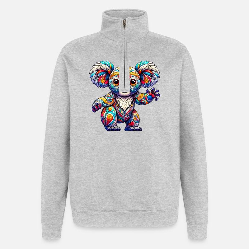 Koala - Sweat à zip 1/4 - gris chiné