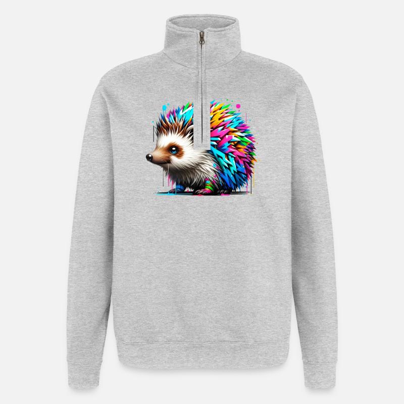 Igel - Quarter-Zip-Sweatshirt - Grau meliert