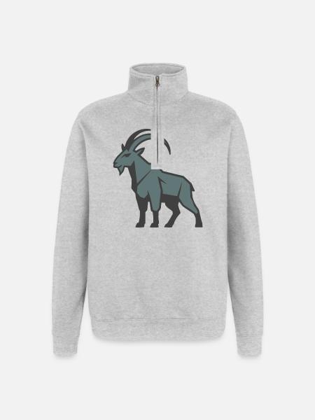 Bergziege - Quarter-Zip-Sweatshirt - Grau meliert