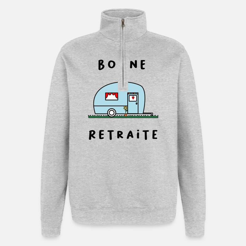 RETRAITE. RETRAITE. RETRAITEE. BONNE RETRAITE - Sweat à zip 1/4 - gris chiné