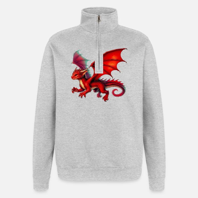 Dragon - Quarter-Zip Sweatshirt - heather grey