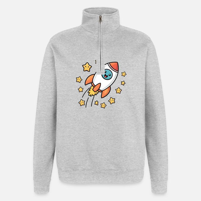 Fusée drôle pour enfants - Sweat à zip 1/4 - gris chiné