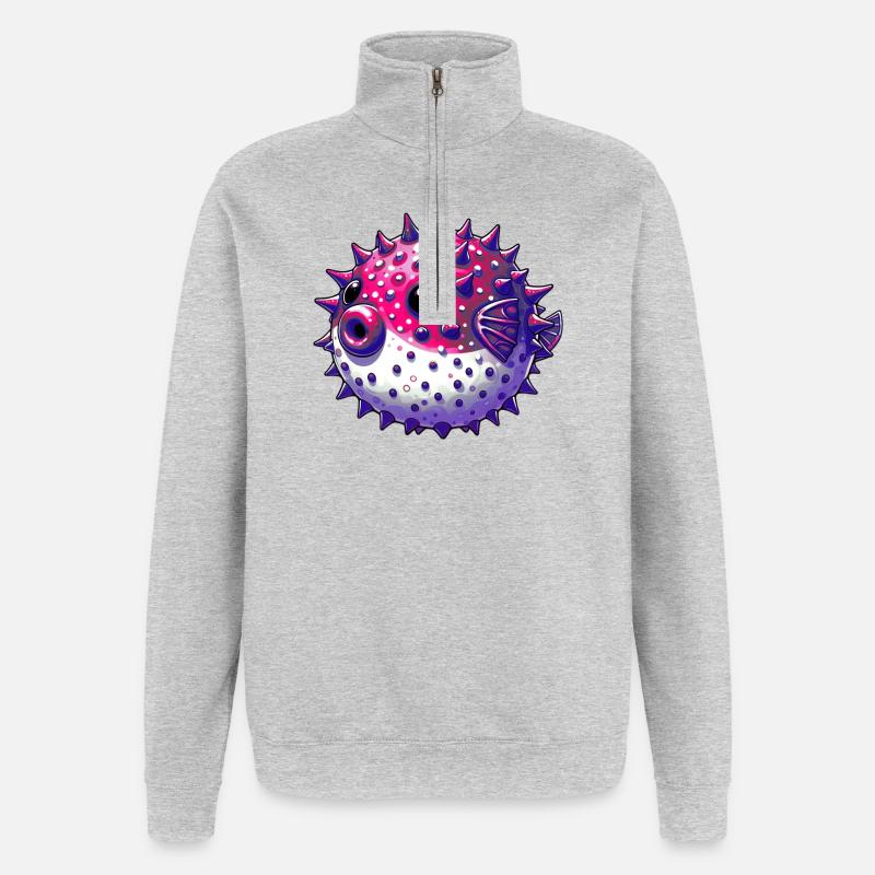 Kugelfisch - Quarter-Zip-Sweatshirt - Grau meliert