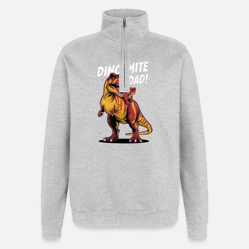 Dino-Mite Dad - T-Rex Power - Quarter-Zip Sweatshirt - heather grey