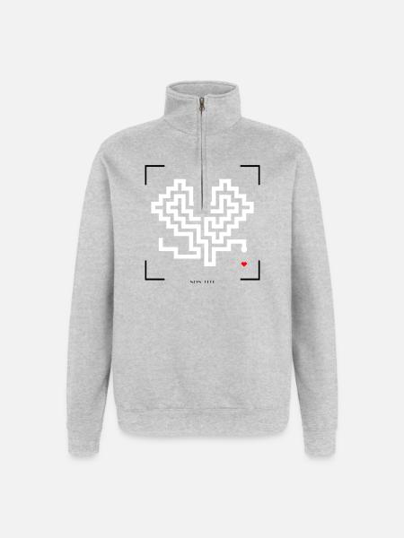 Retro snake - Quarter-Zip Sweatshirt - heather grey