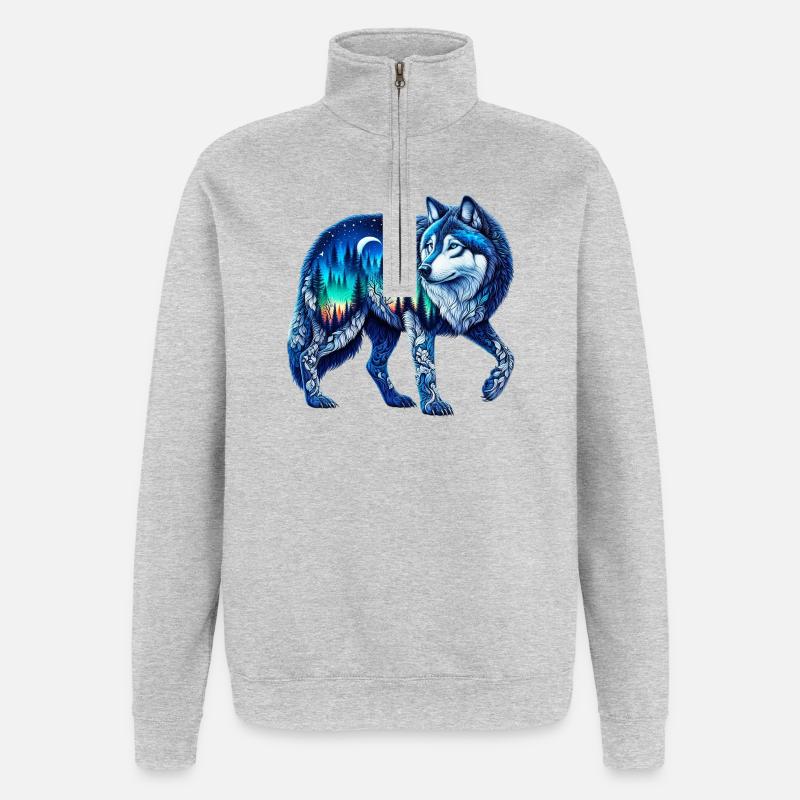 Wolf - Quarter-Zip Sweatshirt - heather grey