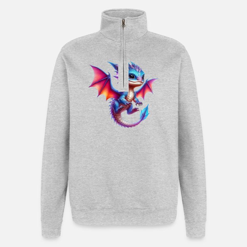 Dragon - Quarter-Zip Sweatshirt - heather grey