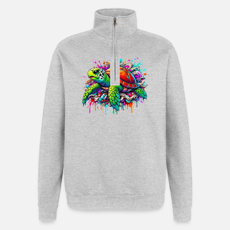 Schildkröte - Quarter-Zip-Sweatshirt - Grau meliert