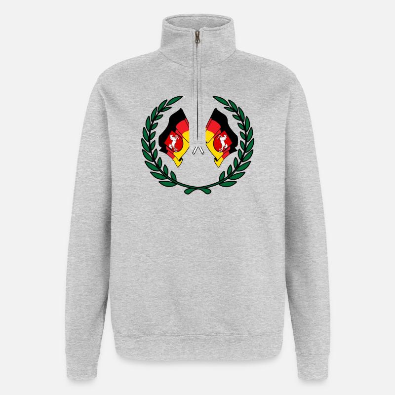 Drapeaux Couronne de laurier de Basse-Saxe - Sweat à zip 1/4 - gris chiné