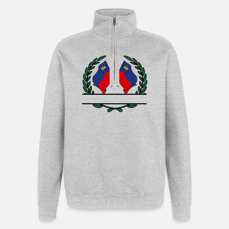 Flags Liechtenstein laurel wreath banner - Quarter-Zip Sweatshirt - heather grey