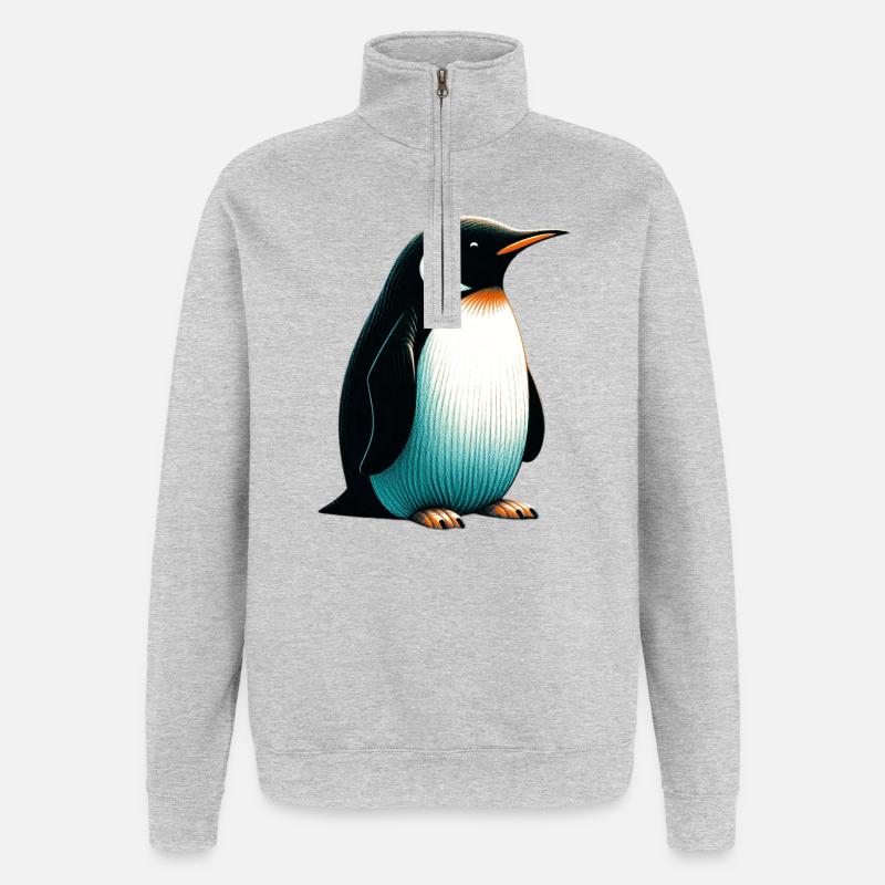 Pingouin - Sweat à zip 1/4 - gris chiné