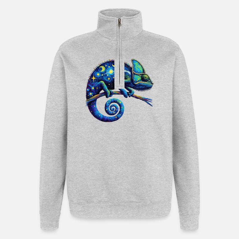 Caméléon - Sweat à zip 1/4 - gris chiné