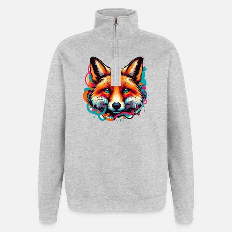 Fox - Quarter-Zip Sweatshirt - heather grey