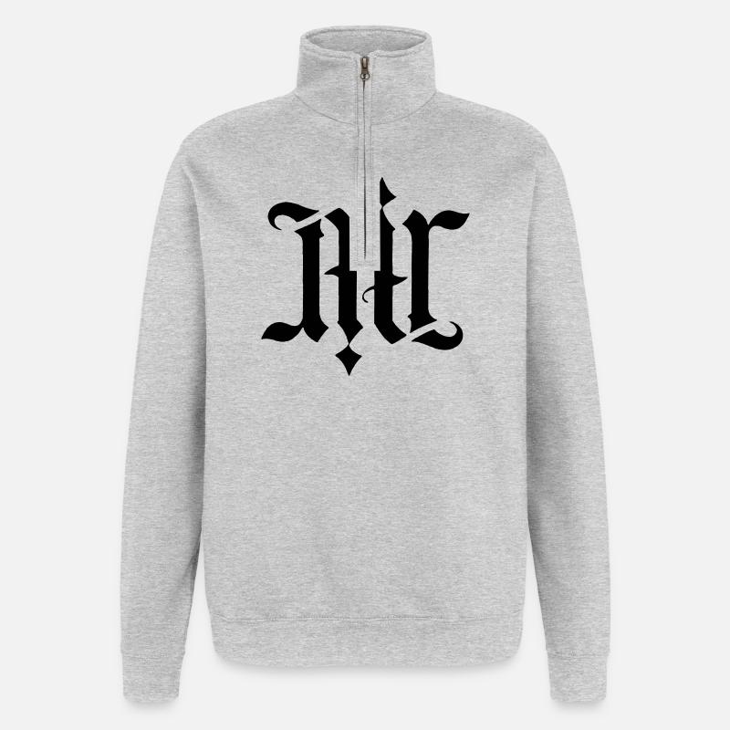 Ambigramme - Air - Sweat à zip 1/4 - gris chiné