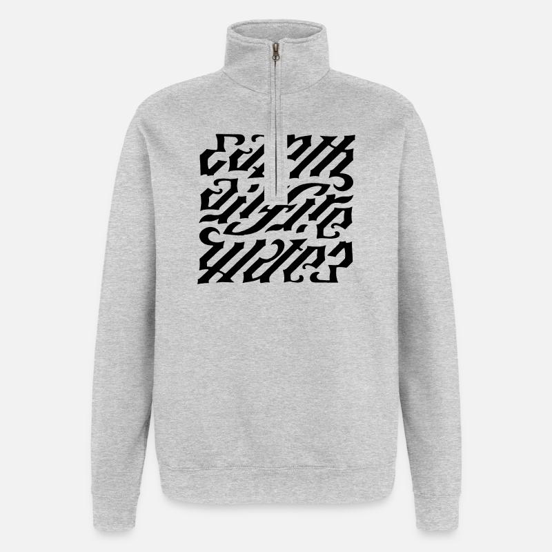 Ambigramme - terre-air-feu - Sweat à zip 1/4 - gris chiné