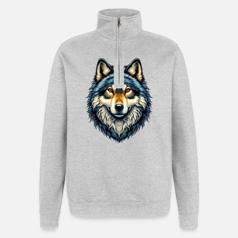 Wolf - Quarter-Zip Sweatshirt - heather grey