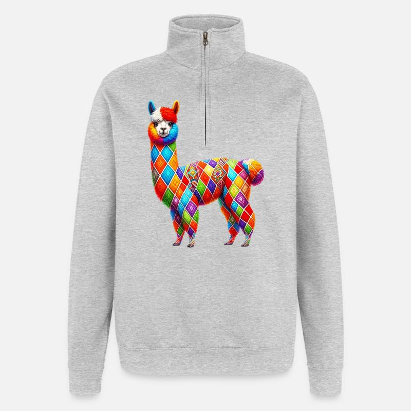 Alpaka - Quarter-Zip-Sweatshirt - Grau meliert