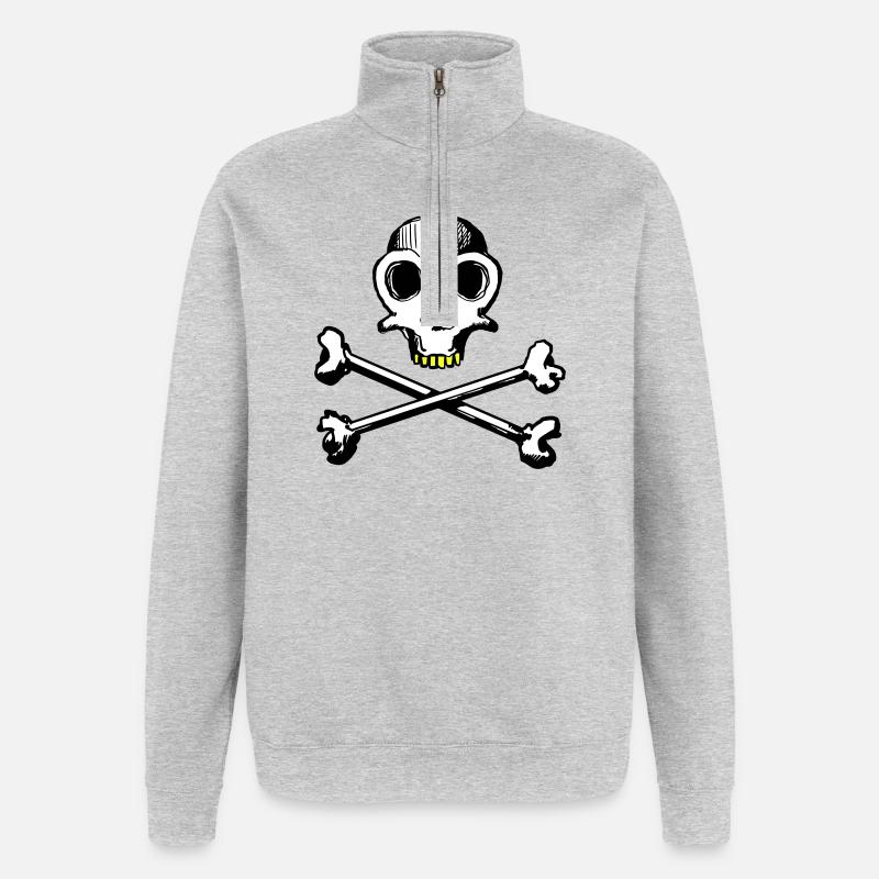 Skull and Bones 3c - Quarter-Zip-Sweatshirt - Grau meliert