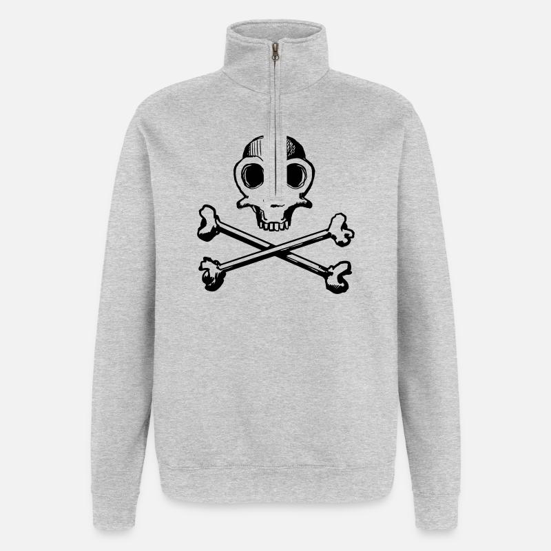 Skull and Bones 1c - Quarter-Zip-Sweatshirt - Grau meliert