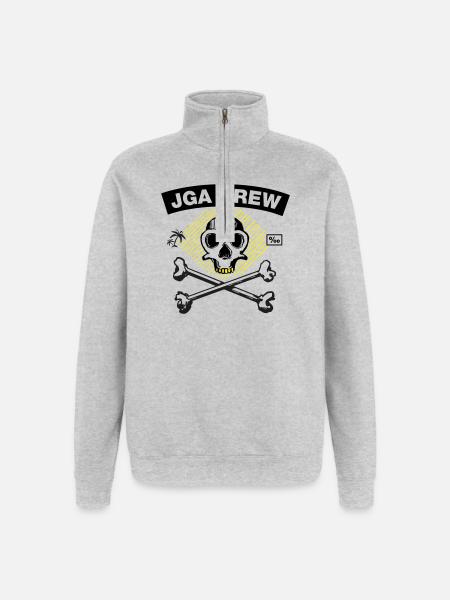 JGA Crew - Skull and Bones - Quarter-Zip-Sweatshirt - Grau meliert