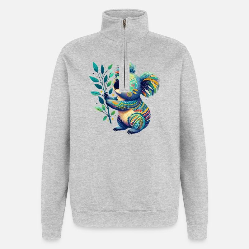 Koala - Sweat à zip 1/4 - gris chiné