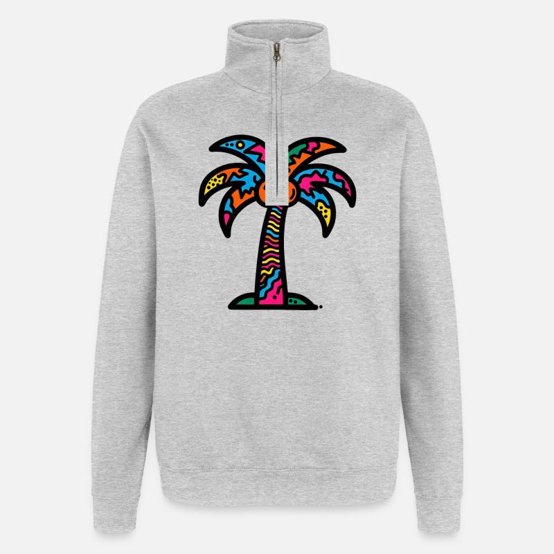 Palme - Quarter-Zip-Sweatshirt - Grau meliert