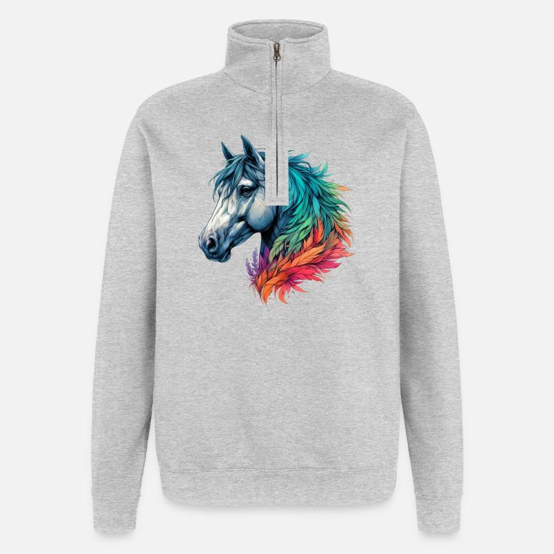 Cheval - Sweat à zip 1/4 - gris chiné