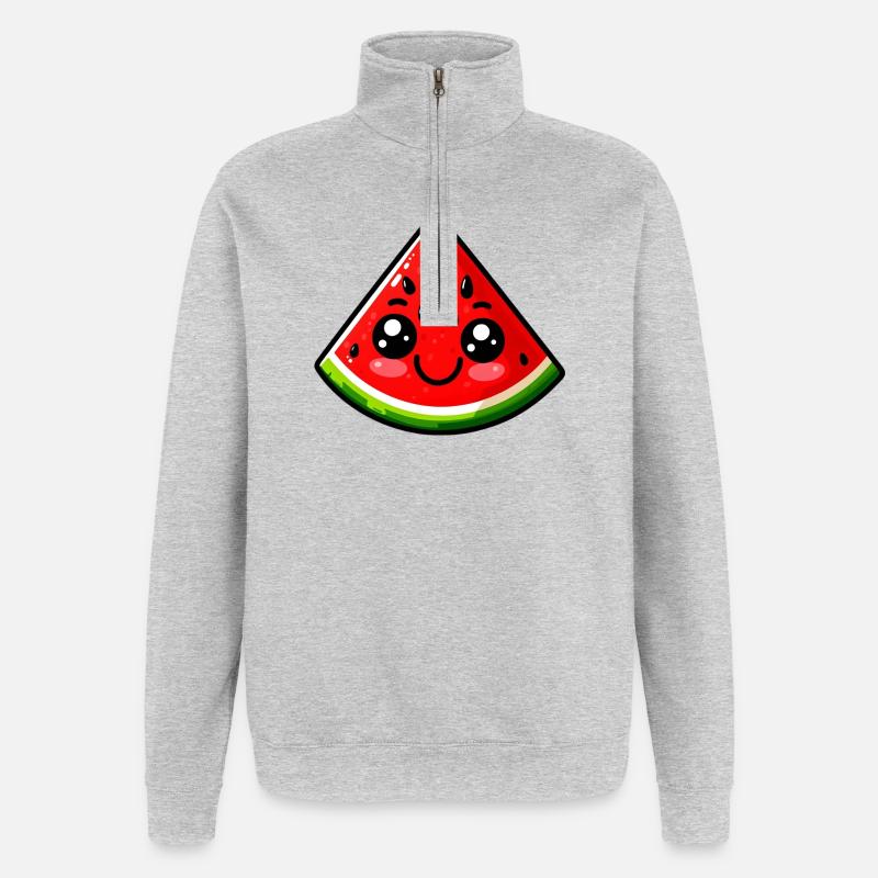 Wassermelone Wassermelonen - Quarter-Zip-Sweatshirt - Grau meliert