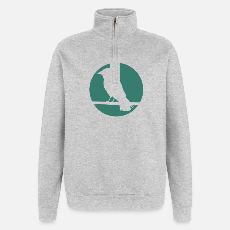 Krähe auf Ast - Quarter-Zip-Sweatshirt - Grau meliert