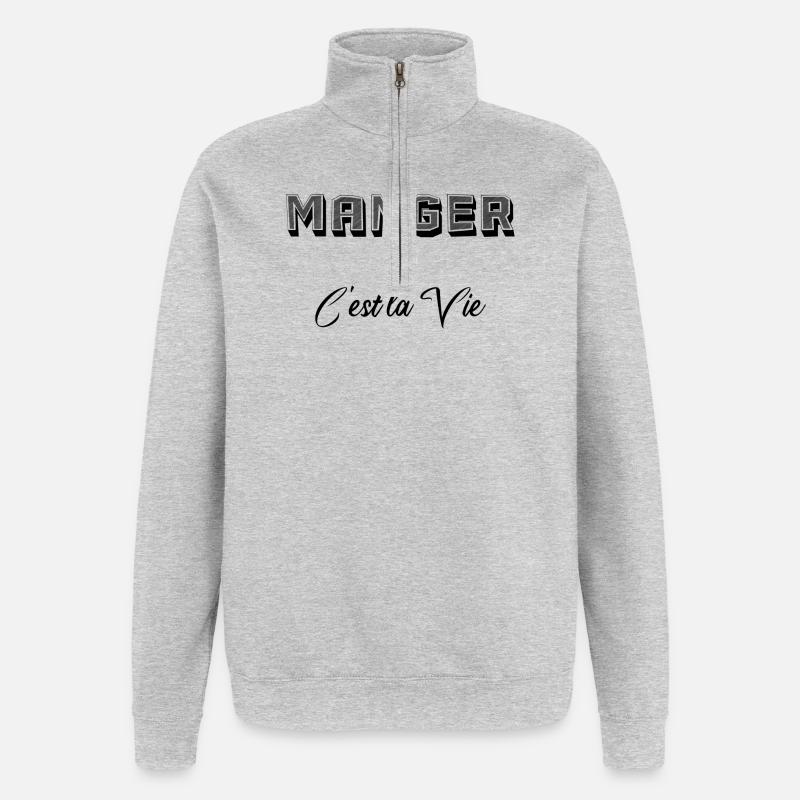 Manger C'est la Vie Nourriture - Sweat à zip 1/4 - gris chiné