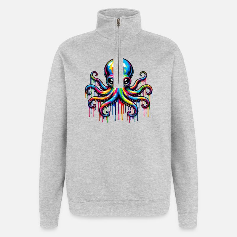 Octopus - Quarter-Zip Sweatshirt - heather grey