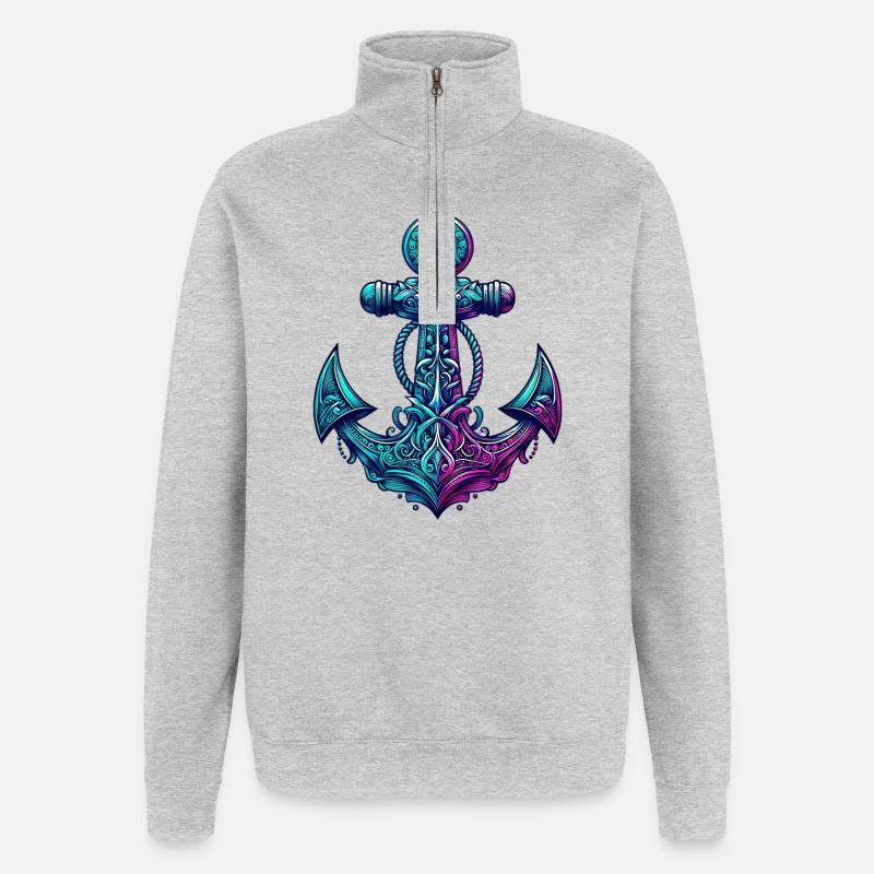 Ein Anker - Quarter-Zip-Sweatshirt - Grau meliert