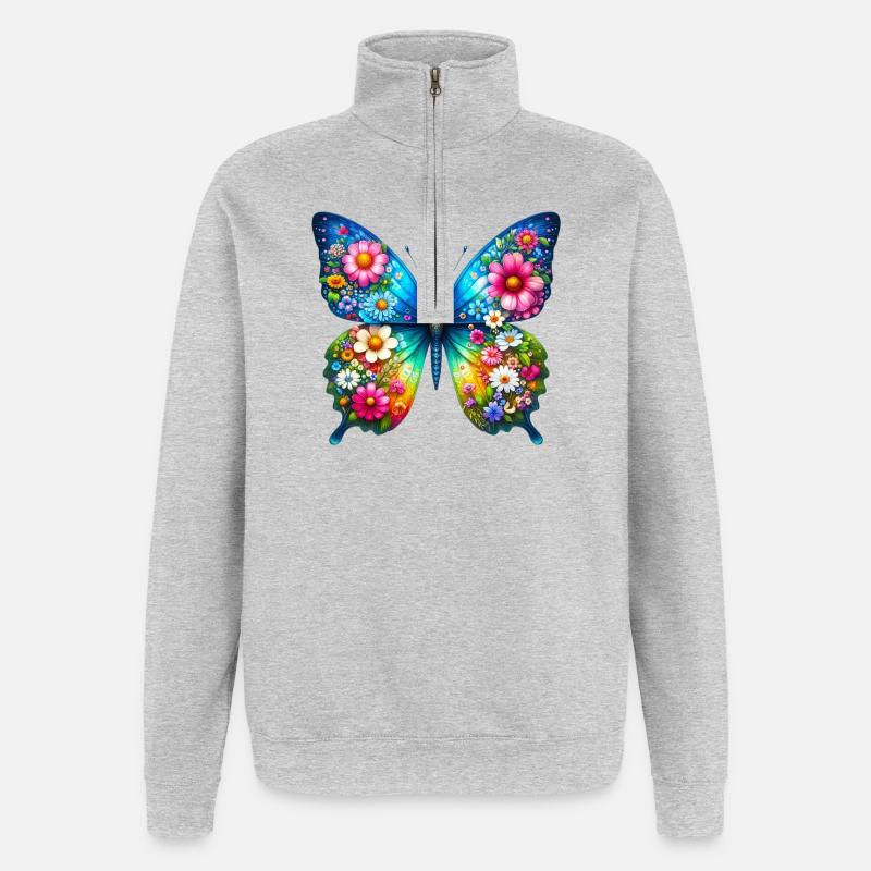 Schmetterlingsblume Blumen - Quarter-Zip-Sweatshirt - Grau meliert