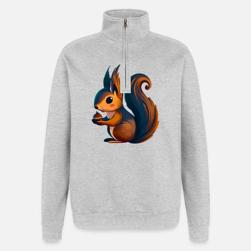 Eichhörnchen - Quarter-Zip-Sweatshirt - Grau meliert