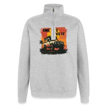 Defender One Life Live It 4x4 LaRor tout-terrain - Sweat à zip 1/4 - gris chiné - Devant - AI Model Female 172 light (172cm) & AI Model Male 178 dark (178cm)