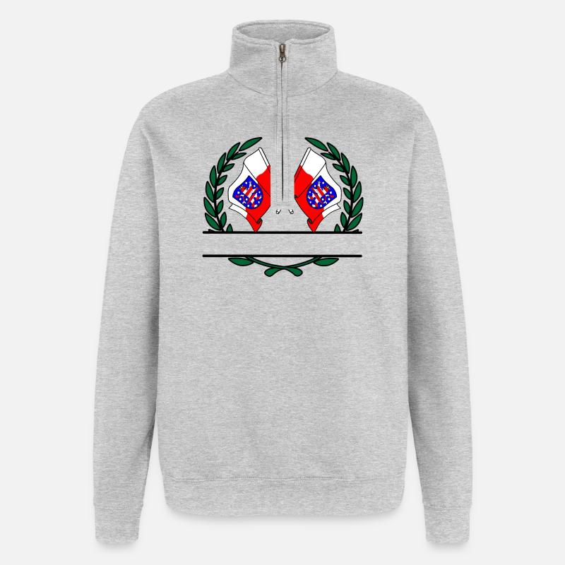 Drapeaux Thuringe couronne de laurier bannière - Sweat à zip 1/4 - gris chiné
