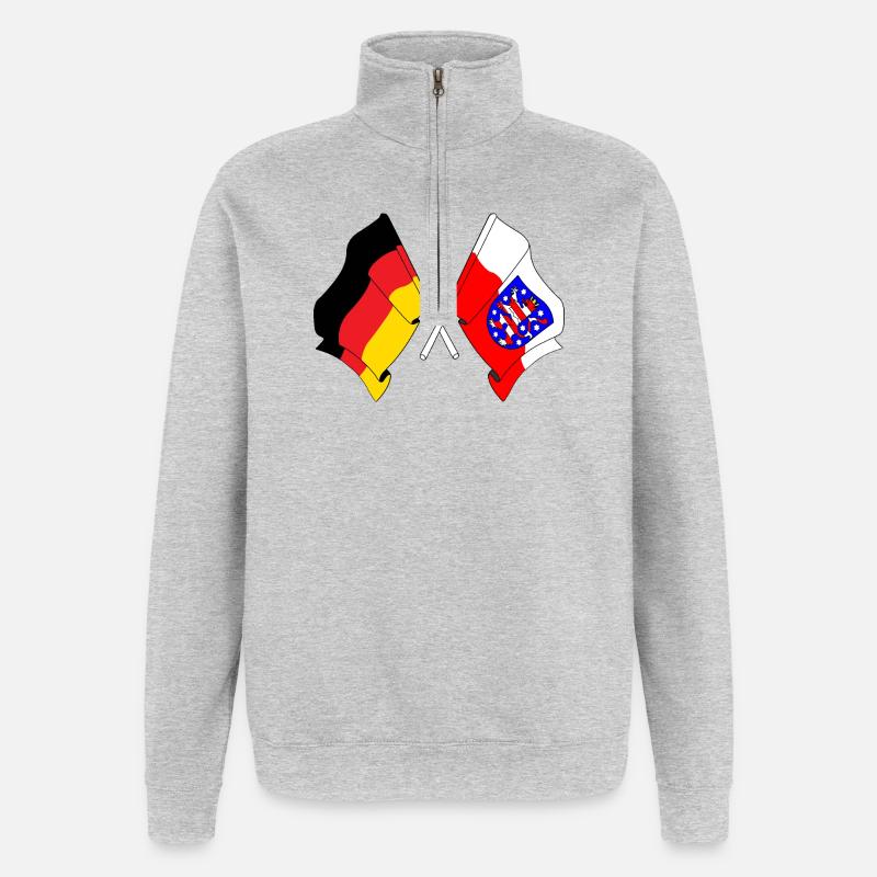 Drapeau Allemagne Thuringe - Sweat à zip 1/4 - gris chiné
