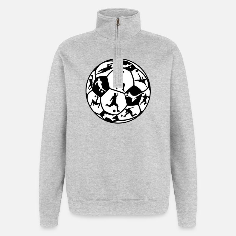 Fußball - Quarter-Zip-Sweatshirt - Grau meliert