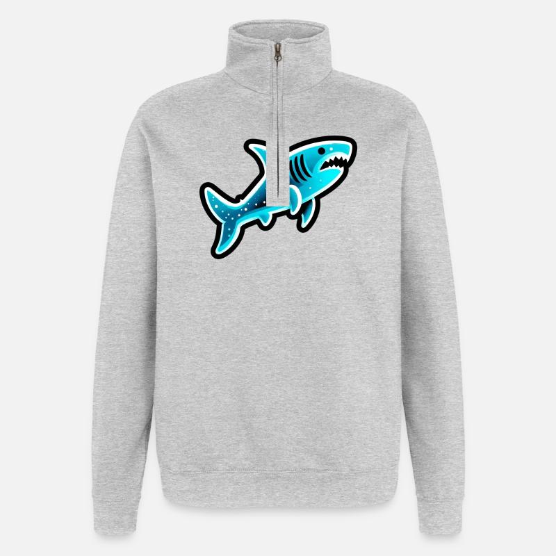 Requin - Sweat à zip 1/4 - gris chiné