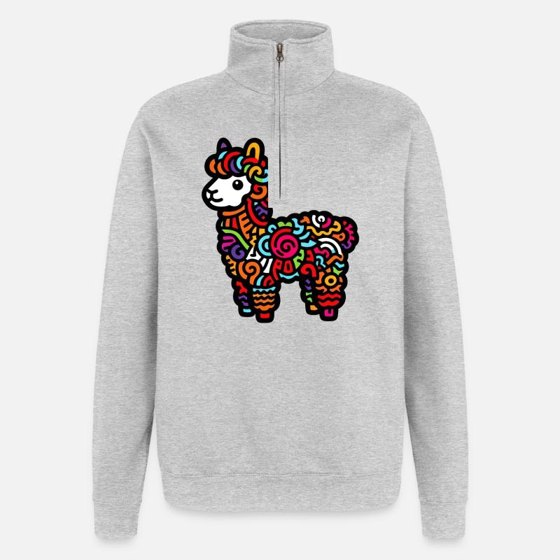 Alpaga - Sweat à zip 1/4 - gris chiné