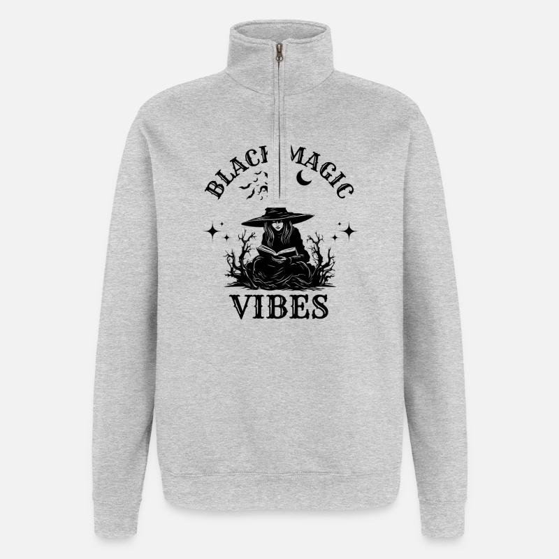 Black Magic Vibes Funny Witch Magic - Quarter-Zip Sweatshirt - heather grey