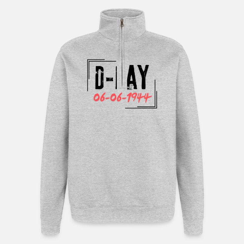 D-Day - Sweat à zip 1/4 - gris chiné