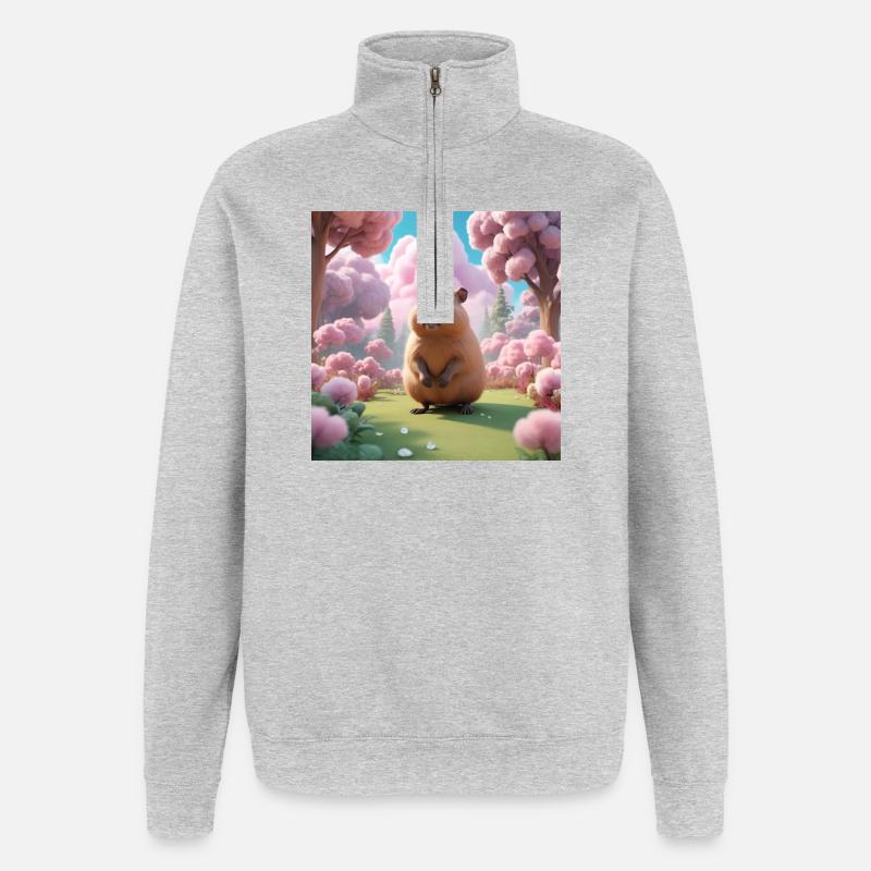 Capybara - Sweat à zip 1/4 - gris chiné